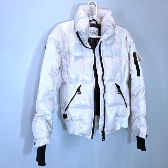 NWOT Sam New York Freestyle White Down Filled Puffer Size M - Picture 1 of 4